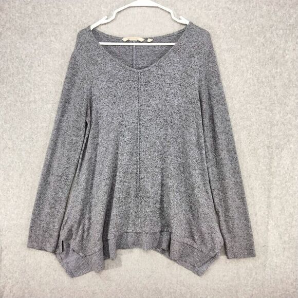 Soft Surroundings Pullover Sweater Womens Sz S Gray Marled V-Neck Stretch Casual - Picture 1 of 12